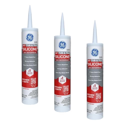 Image of GE Sealants & Adhesives GE612 Tub & Tile Silicone 1 Sealant, 10.1oz, Clear (Pack of 3)