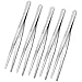 AAProTools 5 Pcs 5.5-Inch Stainless Steel Straight Round Blunt Tweezers Serrated Tip