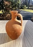 Rustic Terracotta Clay Water Pitcher – 12' Earthenware Jug – Natural Alkaline Filter – Unglazed Pottery for Kitchen or Decor (Without Cup)