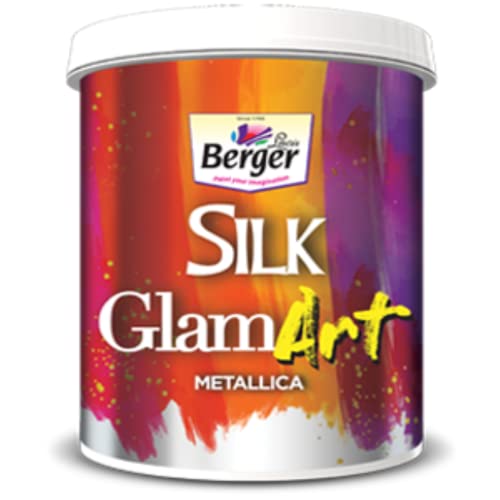 Image of Berger Silk GlamArt Metallica Gold Paint for Metallic Finish on walls & other surfaces | High Glossy Metallic| 1 Litre