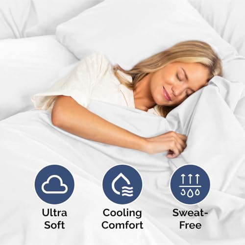 Image of Twin XL Size 3 Piece Sheet Set - Ultra Soft & Cooling Sheets - Bright White | Fits 8 Inch to 16 inch Mattress, Wrinkle Free & Fade Resistant with Deep Pockets, Breathable, Comfy Hotel Luxury Bedding