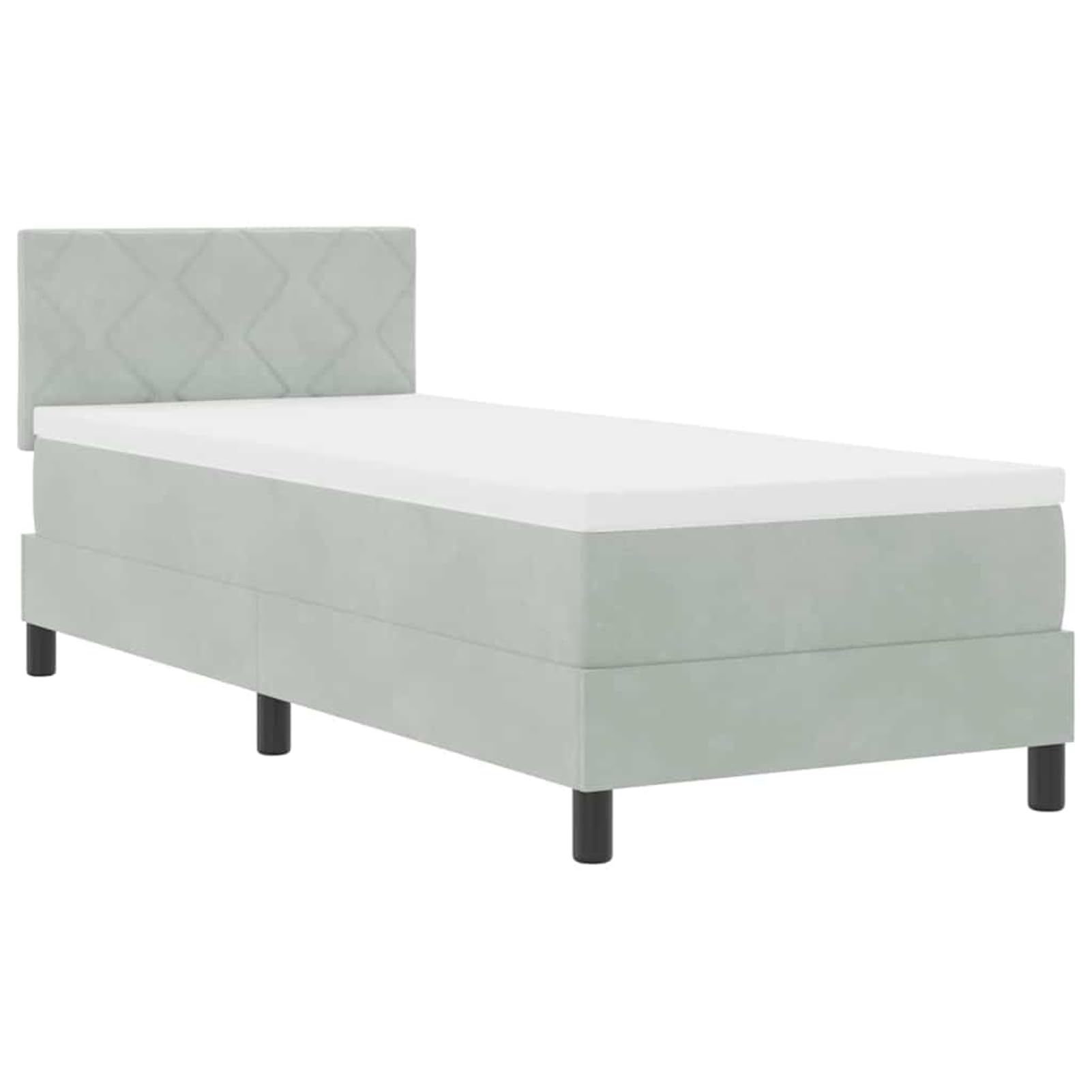 ATOMSTACK MAKER Cama con somier gris claro de 80 x 200 cm con colchón de muelles ensacados, cabecero ajustable (2 alturas) y superficie aterciopelada, moderna cama de dormitorio para un sueño relajado