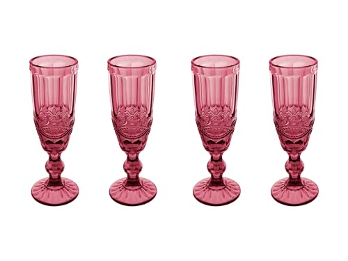 Casa Domani Gabriella Champagne Flute 4 Piece Pink Gift Boxed