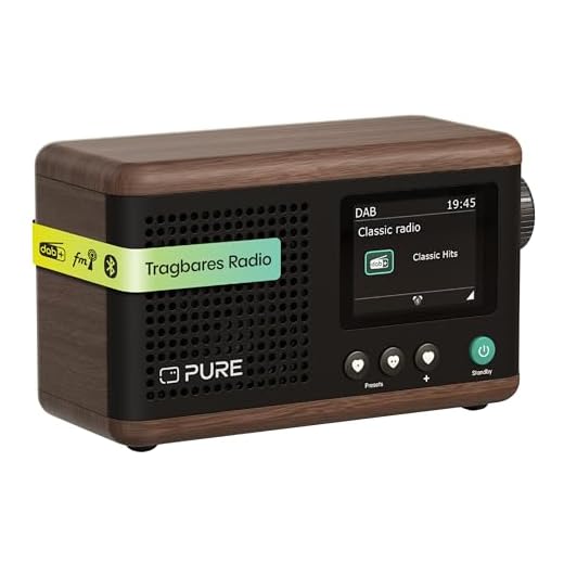 Pure Classic Mini Tragbares Digitalradio – DAB+ & UKW-Radio – Bluetooth 5.3 – 15 Stunden Akkulaufzeit – 2 Equalizer-Optionen – 2,4 Zoll Farbdisplay – Trageband – Braun/Walnuss – Kompakt & leicht