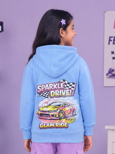 Image of Unisex Kids Solid Full Sleeve Zip Front Open Hooded Sweatshirt