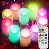 Multi Color Changing Votive Flameless Candles with Remote and Timer - Battery Operated Led Tea Light Candles，Set of 10 Colored Flickering Candles for Birthday, Wedding, Anniversary Easter Party Décor.