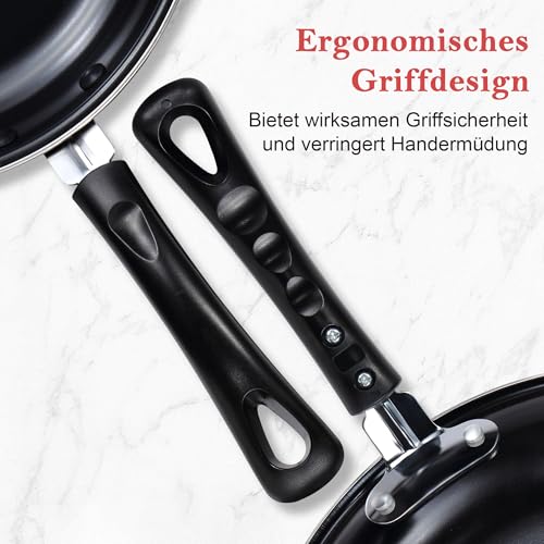 hunnycook Hunnycook Pfannen (20cm,25cm,30cm), 2 Pfannenwender Silikon, Edelstahlpfanne, geeignet für Induktionsherde, Gasherde und andere Herdarten, Beschichtete Pfanne ideal für Eieromeletts, Steaks und Fisch - Zusatzansicht 4 | Pfannen