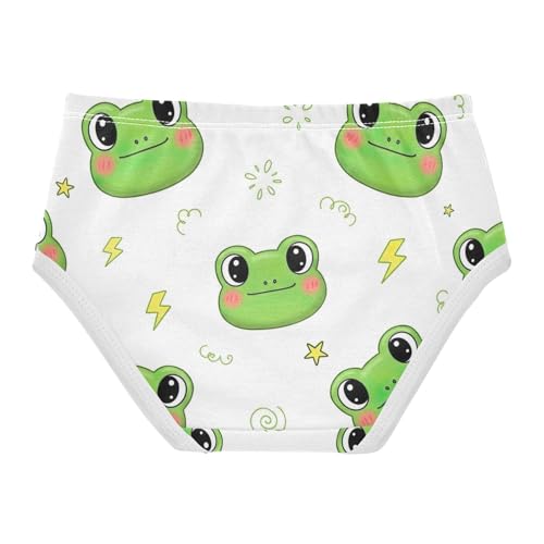 Kids Underwear Girls, Cute Green Cartoon Frog Toddler Briefs, Girls' Cotton Brief Underwear, 2T–8 Years2