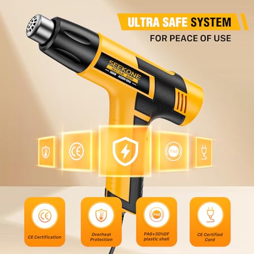 SEEKONE Mini Heat Gun, 600W Dual Temperature Heat Gun 300℃&500℃, with Overload Protection and Long Cable for Crafts, Embossing, Paint Stripping, Shrink Wrap, and Heat Shrink Tube 3 SEEKONE Mini Heat Gun, 600W Dual Temperature Heat Gun 300℃&500℃, with Overload Protection and Long Cable for Crafts, Embossing, Paint Stripping, Shrink Wrap, and Heat Shrink Tube - Image 3
