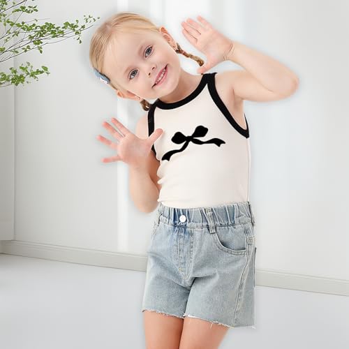 Girls Tank Tops Cute Preppy Sleeveless Bow Graphic Shirts Kid Toddler Camisoles Summer Crop Top for Kids 3-8 Years4