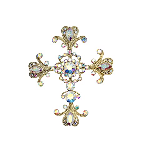 Image of Faship Gorgeous Rhinestone Crystal Cross Crucifix Pin Brooch