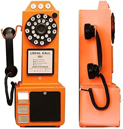 Téléphone à cadran rétro vintage marron et orange pour décoration de bureau - 2