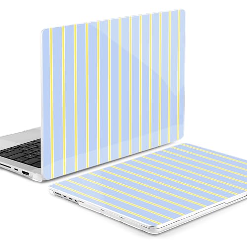 Image of MEEgoodo Case for MacBook Pro 16 inch 2026 2024 2023 2021,Laptop Shell Compatible with M5 M4 M3 M2 M1 Pro /Max Chip,Fit Model A3429 /A3428 /A3403 /A3186 /A2991 /A2780 /A2485,Yellow&White Stripes