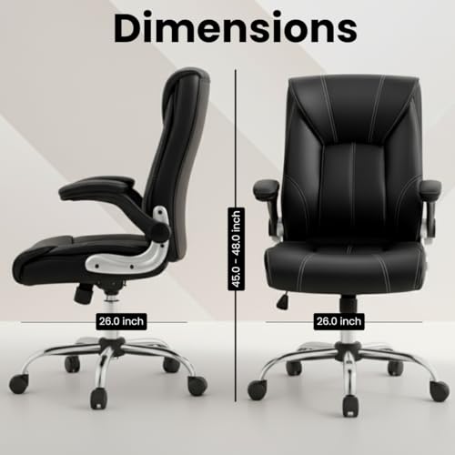 Image of Lakdi The Furniture Co High-Back Directior Office Chair and Executive Chair, Ergonomic Leatherette Desk Chair | Adjustable Arm Rest for 5-Year Warranty & Free Assembly-111012161 Black
