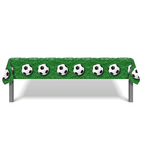 2 Pack Soccer Table Covers Soccer Table Decorations Soccer Themed Table Covers Soccer Printed Disposable Plastic Tablecloths For Soccer Event, Game Day, Soccer Theme Party Supplies, 54 X 87 In #TOP1