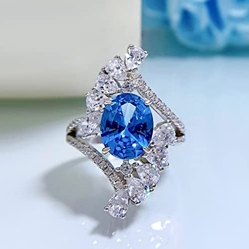 Bague diamant de carbone bleu topaze 925 cadeau de mariage idéal