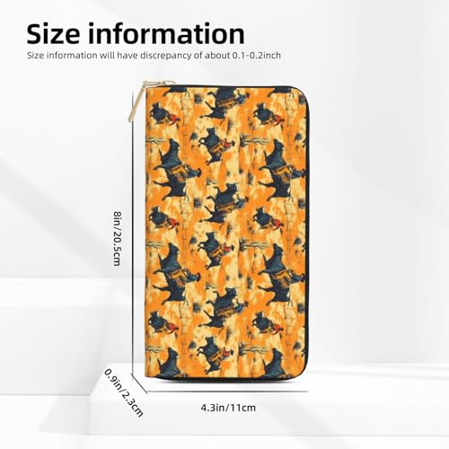 Western Cowboys Riding Bulls Print Wallet Women Men, Long PU Leather Wallets for Women, Cute Womens Travel Wallet Purse Pouch with Zipper Pocket3