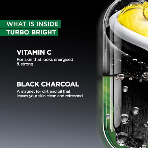 Image of Garnier Men, Face Wash, Brightening & Anti-Pollution, TurboBright Double Action, 155 g (Pack of 2)