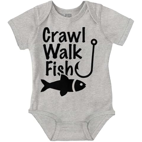Brisco Brands Crawl Walk Fish Hook Outdoor Lover Baby Romper Boys or Girls Cover