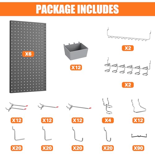 TORACK-Garage-Tools-Organizer-Boards-Kit-with-Hooks-Wall-Mount-Tool-Storage-Pegboard-Modular-Peg-Boards-with-PegsBlack