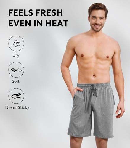 DAVID ARCHY Men’s Ultra Soft & Quick Dry Sleep Shorts Cotton Blend Pajama Shorts with Pockets and Fly, 2 Pack2