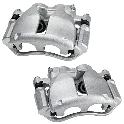 Image of TRQ Rear Left and Right Brake Caliper Set Caliper Brackets Hardware Compatible with 10-18 Mercedes-Benz Sprinter 3500 with Dual Rear Wheels DRW 07-09 Dodge Sprinter 3500 Dual Wheels DRW