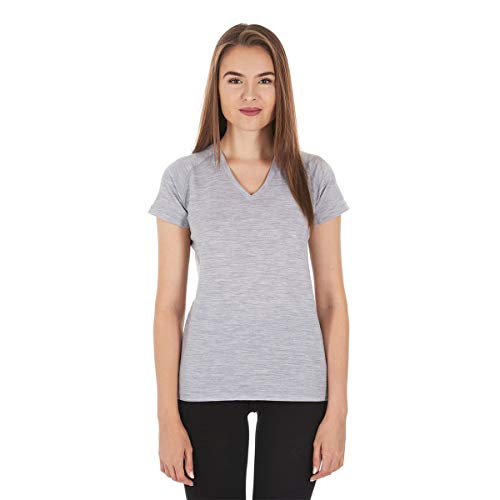 Minus33 Merino Wool 22V1 Woolverino Women's Micro V-Neck Ash Grey Medium