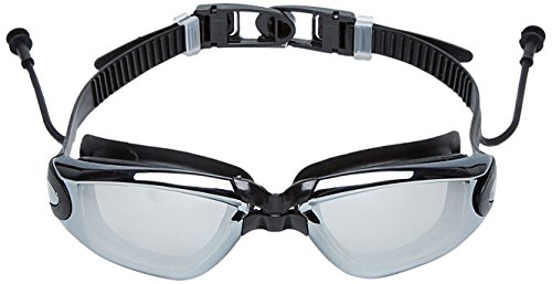 SBORTI Swim Goggles,Mirrored Swimming Goggles Anti Fog UV Protection for Men,Women Black