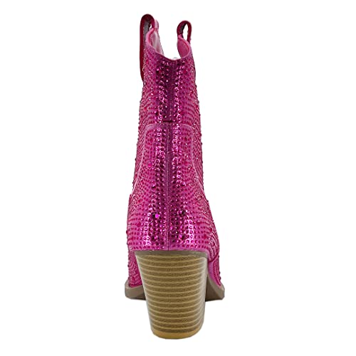 Image of ABSOLEX Women Western Cowgirl Cowboy Pointed Toe Rhinestone Ankle Booties