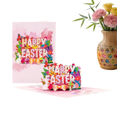 Tarjetas de felicitación 3D de Pascua, recuerdo de huevo y conejo, tarjeta de felicitación de Pascua, para profesores, amigos, familia, esposa, marido, novia, madre y padre