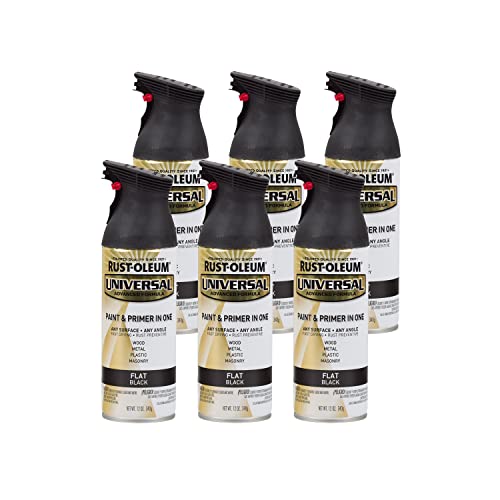 Image of Rust-Oleum 245198-6PK Universal All Surface Spray Paint, 12 oz, Flat Black, 6 Pack