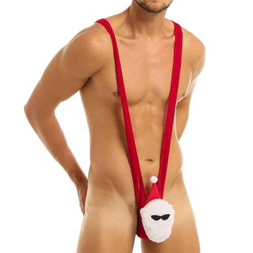 NewBull Mankini Lustig Santa Claus Kostüm Weihnachtsmann Kostüm Dessous Mankini Weihnachtskostüm Herren Einteiliges Mankini Weihnachtsunterwäsche...