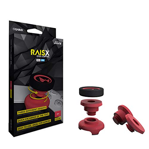 GAIMX RAISX CORE PS5 PS4 Stick Control Aim-Hilfe / Zielhilfe - Aim-optimierer - Playstation 4 & 5 Zubehör- Thumbstick-Verlängerung in DREI verschiedenen Höhen (Rot) Cover