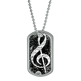GRAPHICS & MORE Vintage Treble Clef Music Black - Military Dog Tag Luggage Keychain