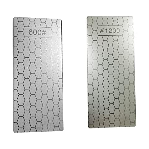 Diamond Sharpening Stone, JINGYUANUS 2PCS Knife Sharpener Stone Whetstone Honeycomb Surface Diamond Sharpener Plate with Non-Slip Base for Pocket Knives Scissors, Outdoor Kitchen Tools (600/1200 Grit) Cover