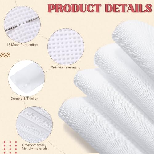 Image of Frienda 28 Pcs Needlepoint Canvas 14 Mesh, 2 Sheets 16x20 Inch White