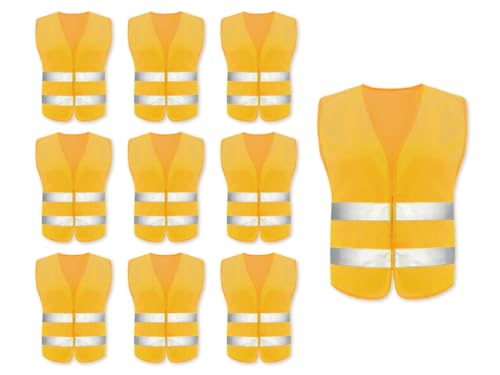 Hitopin 10PCS Reflective High Visibility Vests, Hi Vis Safety Vests, High Vis Jacket with 2 Reflective Strips