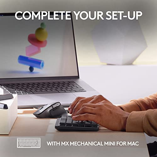 Logitech MX Master 3S para Mac, ratón inalámbrico Bluetooth con desplazamiento ultrarrápido, ergonómico, 8K DPI, seguimiento de cristal, clics silenciosos, USB-C, Apple, iPad, gris espacial