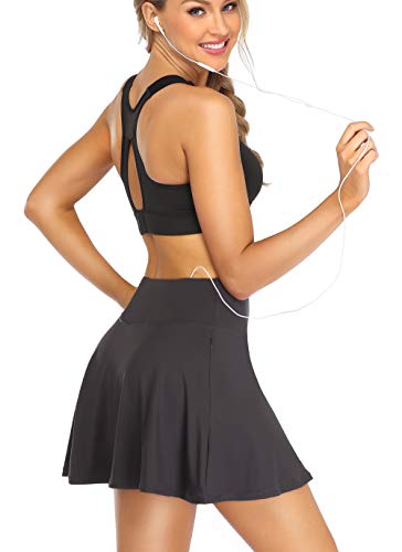 Image of Oalka Women's Pleated Skirt with Pockets High Waist Sports Athletic Running Shorts Golf Tennis Skorts