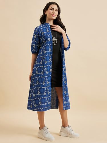 Image of Azira Cotton Abstract Print Front Open Shrug & Calf Length & Western & Casual Wear & Summer Wear & Shrugs for Woman Stylish