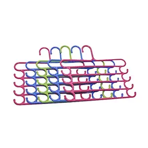 SMS 5 Layer Multi-Purpose Plastic Hanger for Any Cloth and Space Saver for Wardrobe Multicolour (5 Pc)