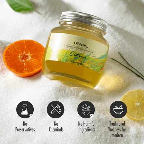 Image of Birdsong Citrus Mouth Pulling Oil 190ml - Fluoride & Alcohol Free - Virgin Coconut & Herbal Oils- Ayurvedic Oral Rinse Mouthwash - Mouth Wash Liquid For Healthy Teeth Gums, Mouth Detox, Fresh Breath