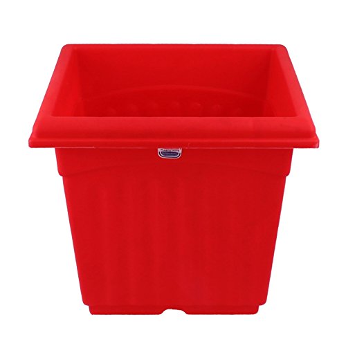 Image of Gardens Need Square Planter with Drip Tray Set (14-inch, Red, Pack of 2 Sets)