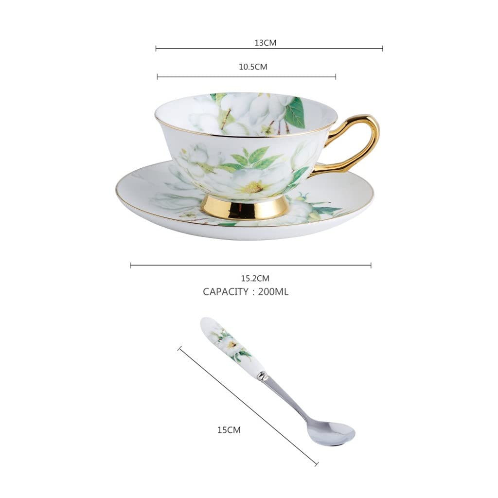 Kamellia wzór europejski porcelana kostna porcelanowy kubek do kawy wysokiej jakości popołudniowy kubek do herbaty zestaw ze spodkiem i łyżką