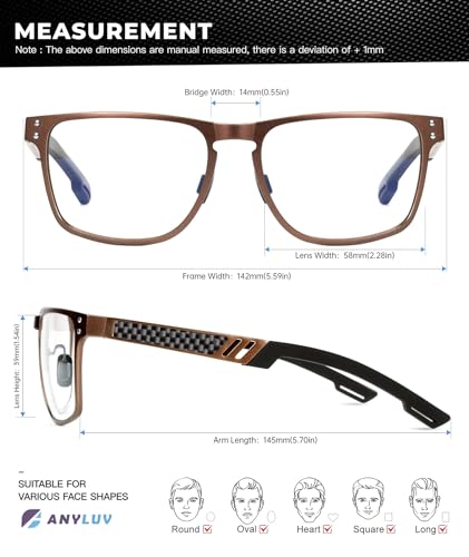 Image of ANYLUV Blue Light Blocking Glasses Men Computer Gaming Glasses Lightweight Al-Mg Metal Anti Eyestrain Eye Protection