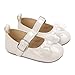 Zukmuk Scarpe Primi Passi Bimba Neonato Scarpe da Principessa Morbida Pelle Antiscivolo Scarpette per Neonata 0-18 Mese (Bianco, 0-6 Mese)