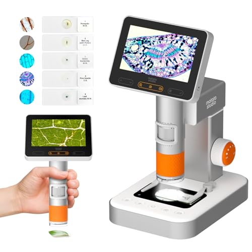 MX2-AS Microscope for Kids, 2-in-1 Handheld Miniscope, 1600X Digital Microscope with 4.3-inch 1080P Screen, Educational Kids Microscopes Kit for Boys...