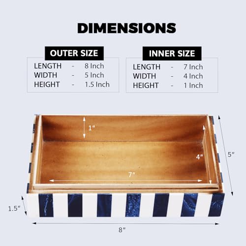 Image of Handicrafts Home Chevron Pattern Blue White Jewelry Organizer and Storage Box for Women Jewelry Boxes 8x5x1.5