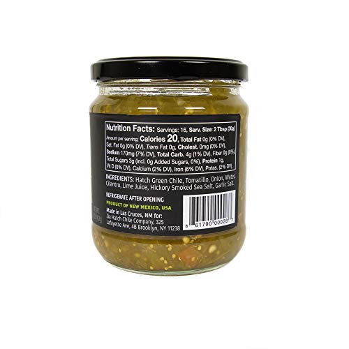 Authentic Roasted New Mexico Hatch Chile Salsa By Zia Green Chile Company - Delicious Flame-Roasted, Peeled & Diced Southwestern Certified Green Peppers - Vegan & Gluten-Free (HOT HEAT LEVEL)