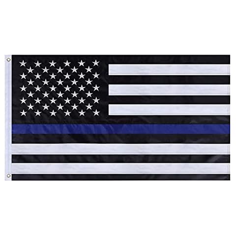 USA Flag Co. Thin Blue Line Flag 3x5 foot | Heavy Duty Polyester, Embroidered Stars, Sewn Stripes, Brass Grommets Cover